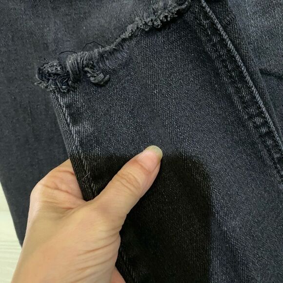 Free People SZ 27 Payton High Waist Studded Jeans Faded Black 80’s Retro Grunge - Picture 10 of 16